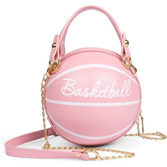 Basketball Bag Purse Handbag Shoulder Mini Round Zipper Women with Strap - Picture 1 of 8